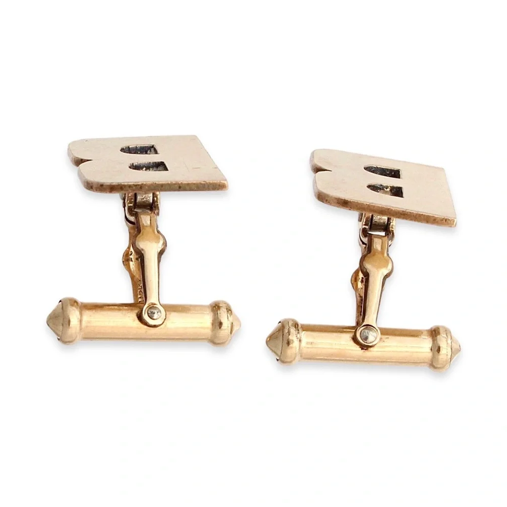 Vintage 12K Gold Filled Letter B Cufflinks Large Monogram Cuff Links